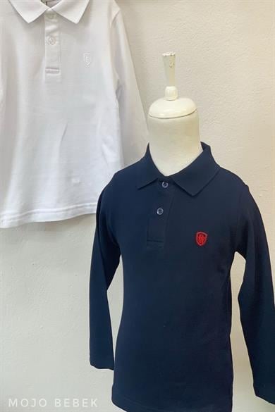 Woorage Unisex Lacoste Yakalı Uzun Kol T-shirt 9248 Lacivert