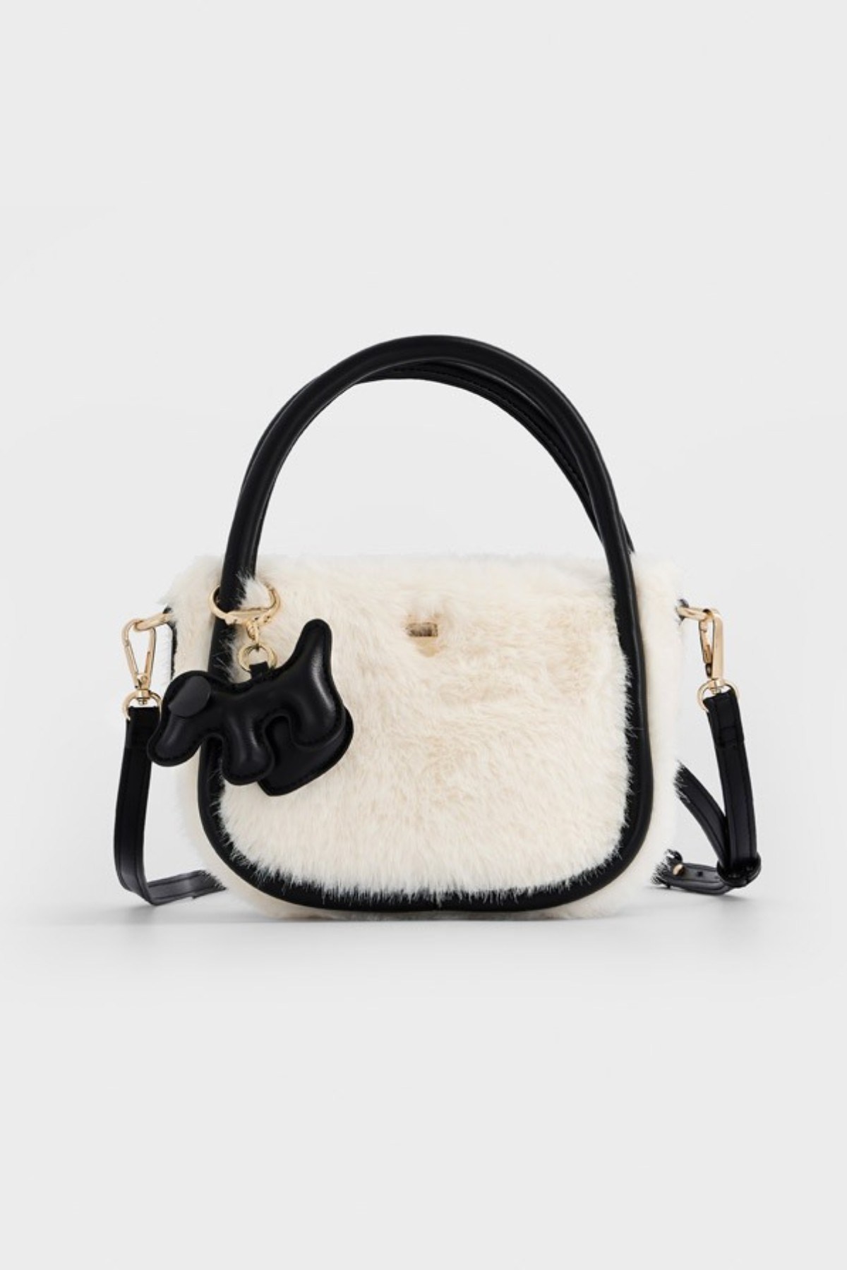 Mayoral Kız Çocuk Charm Detaylı Peluş Tüylü Askılı Çanta Siyah