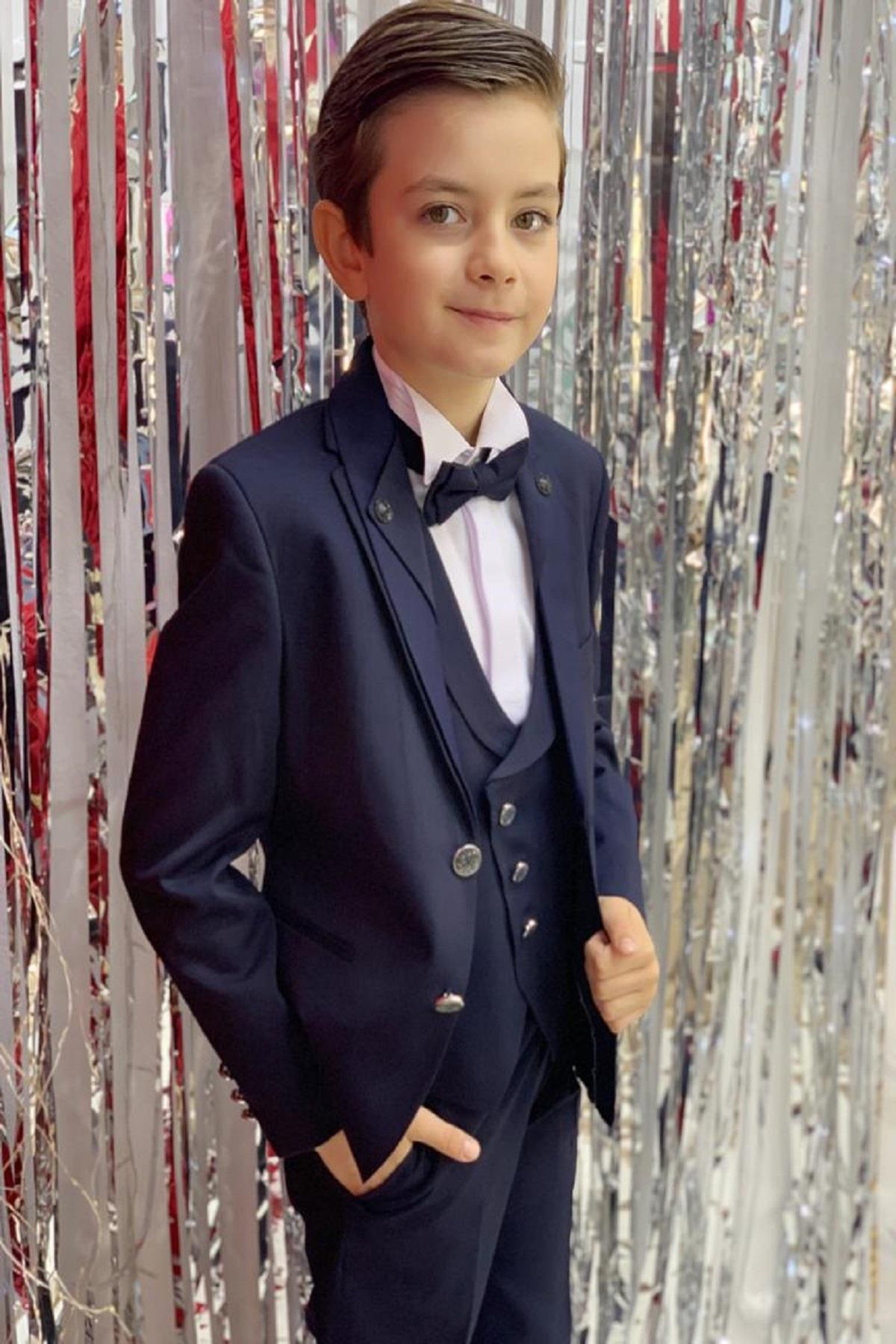 Mogi Erkek Çocuk Damatlık Klasik Takım Elbise 20304 Lacivert