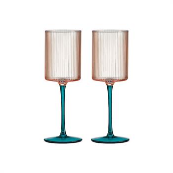 Design of LuxuryPOZZİ MİLANOPM0156 PIGRPozzi Milano Modern Classic 2'li Şarap Kadehi Seti 400ml Pembe/Yeşil