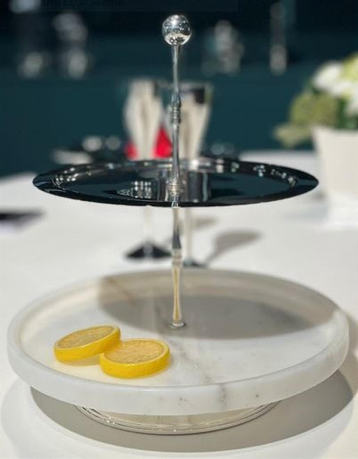 Design of LuxuryMİNVALM-005999MİNVAL LA DINETTE  8.5 MICRON SILVER PLATED BRASS AND WHITE MARBLE