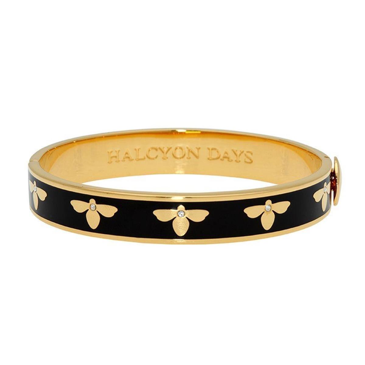 Design of LuxuryHALCYON DAYSHBBEE0210GHALCYON DAYS 1cm Bee - Black - Gold - Hinged Bangle