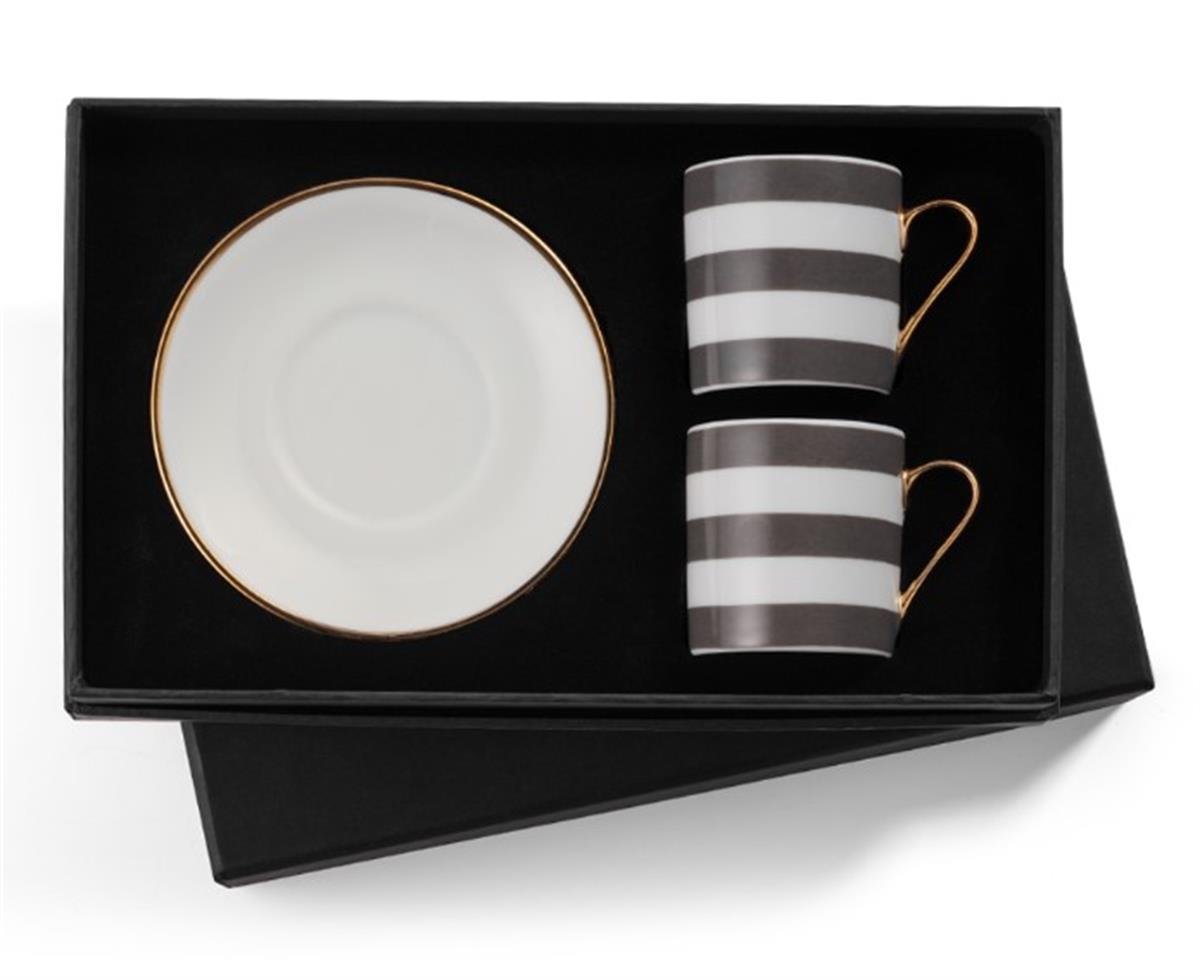 Design of LuxurySELAMLIQUESTCC06552 Lİ GRİ ÇİZGİLİ FİNCAN SETİ