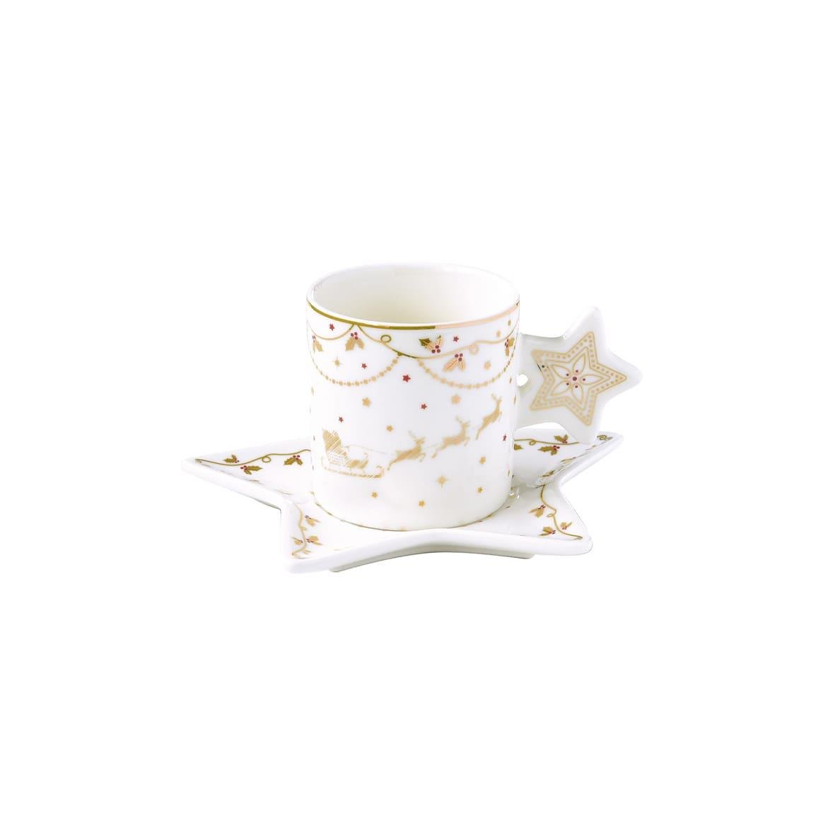 Design of LuxuryEASY LİFE1321 CHLIEasy Life Christmas LightS Porselen Fincan 175 ml & Tabak
