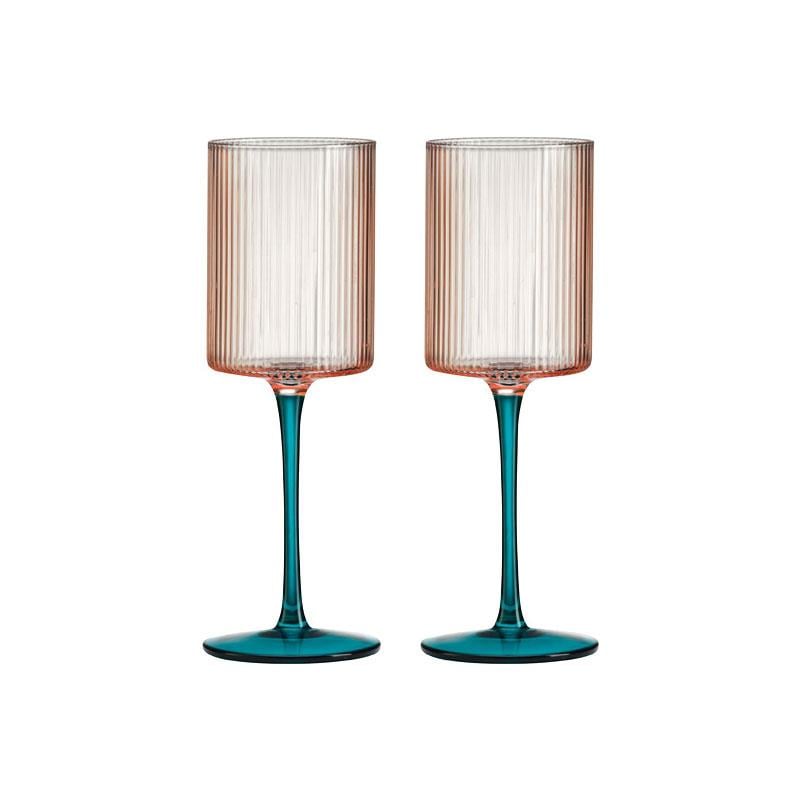 Design of LuxuryPOZZİ MİLANOPM0156 PIGRPozzi Milano Modern Classic 2'li Şarap Kadehi Seti 400ml Pembe/Yeşil