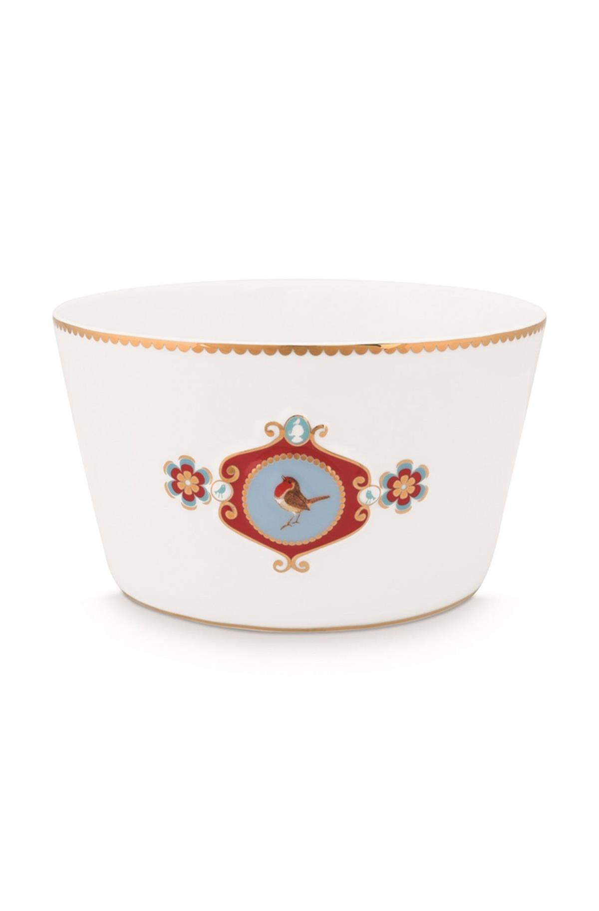 Design of LuxuryPİP STUDİO51003174Love Birds Beyaz Madalyon Desenli Kase 20 cm