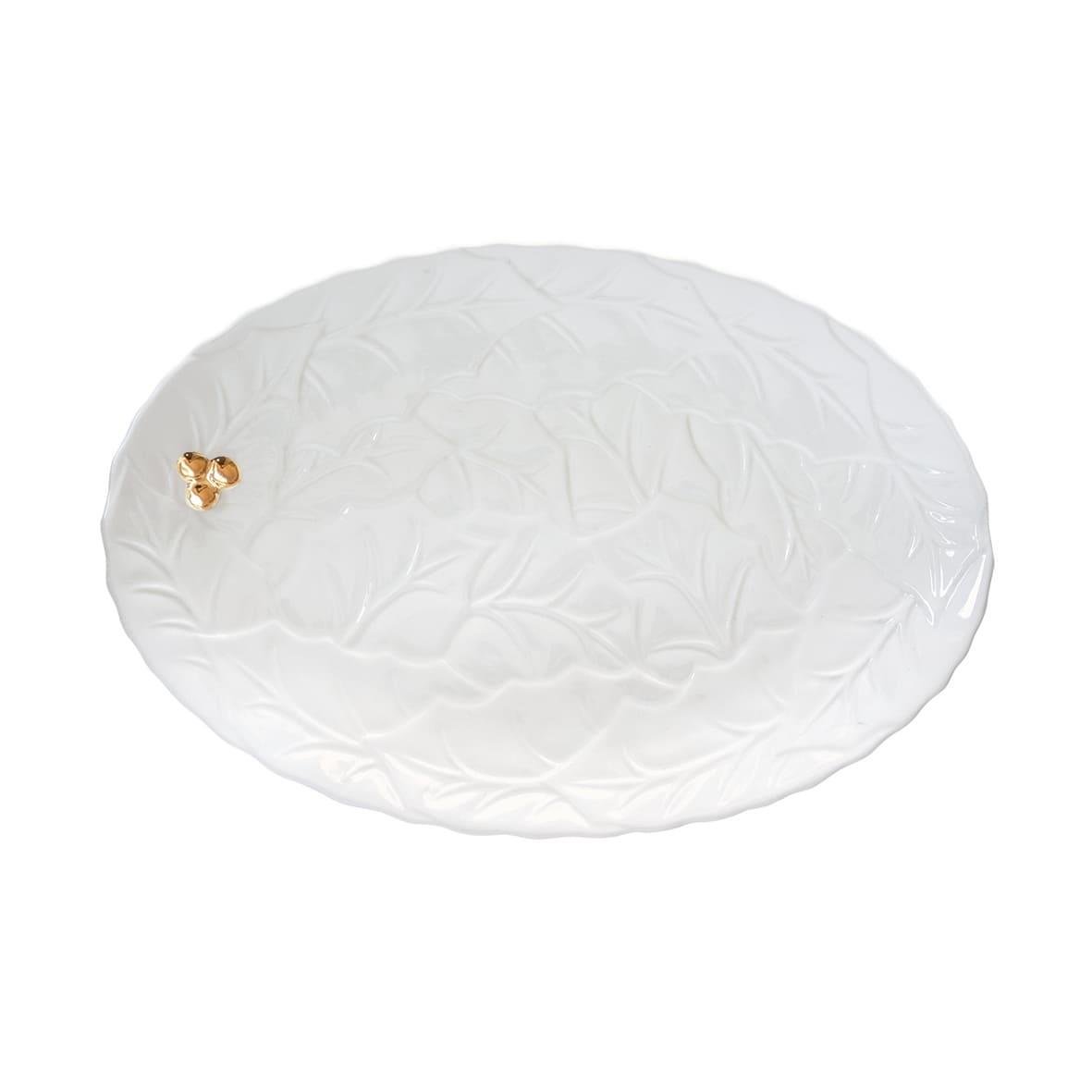 Design of LuxuryEASY LİFE2177 HoLWEasy Life Holly & Berries Porselen Servis Tabağı 36,0x24,5 cm Beyaz