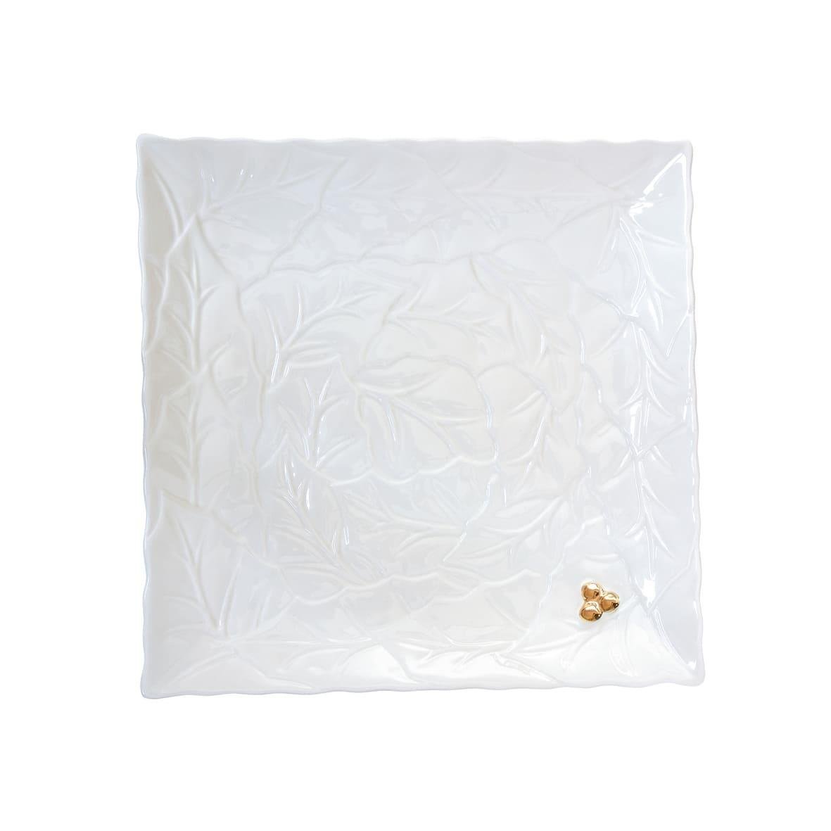 Design of LuxuryEASY LİFE2178 HOLWEasy Life Holly Berries Kare Porselen Servis Tabağı 30*30 cm Beyaz