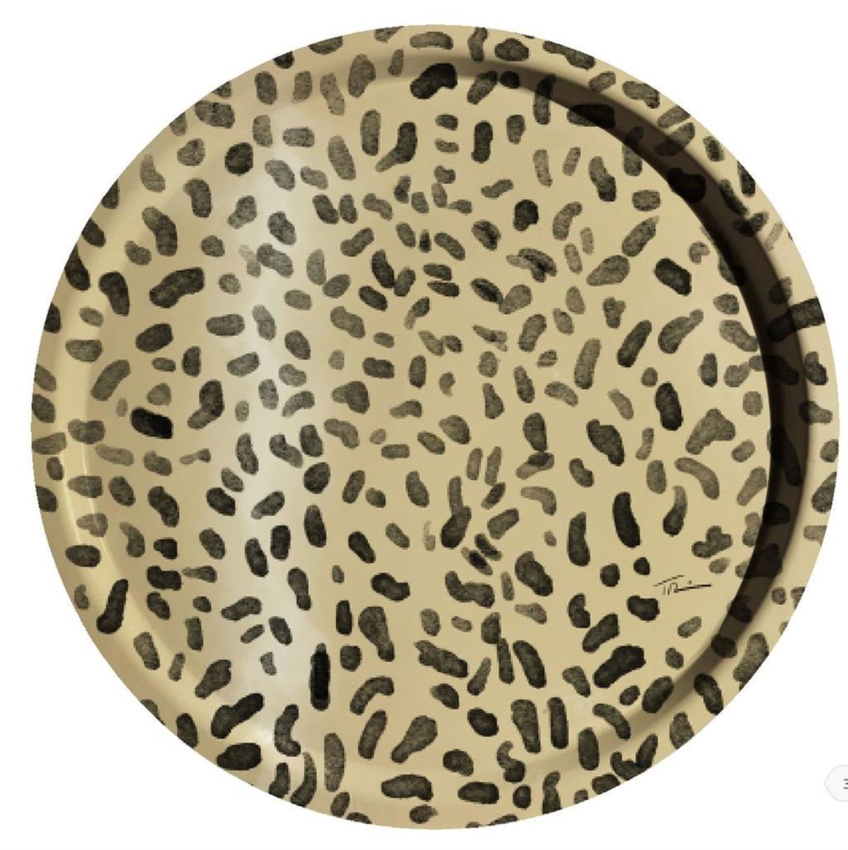 Design of LuxuryHALCYON DAYSTRTRA24RTLeopard Print Round Birchwood Tray
