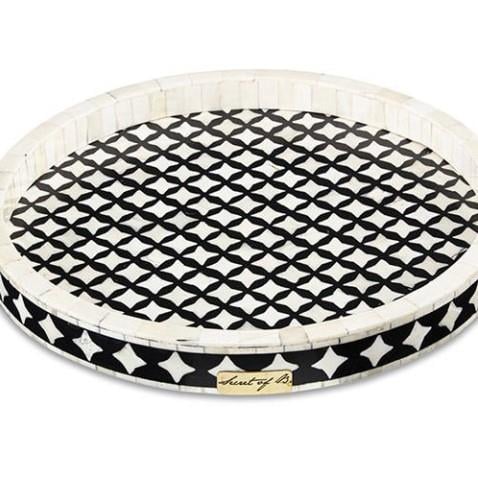 Design of LuxuryTHE SECRETS4122THE SECRETS Black and white mother-of-pearl inlaid round tray