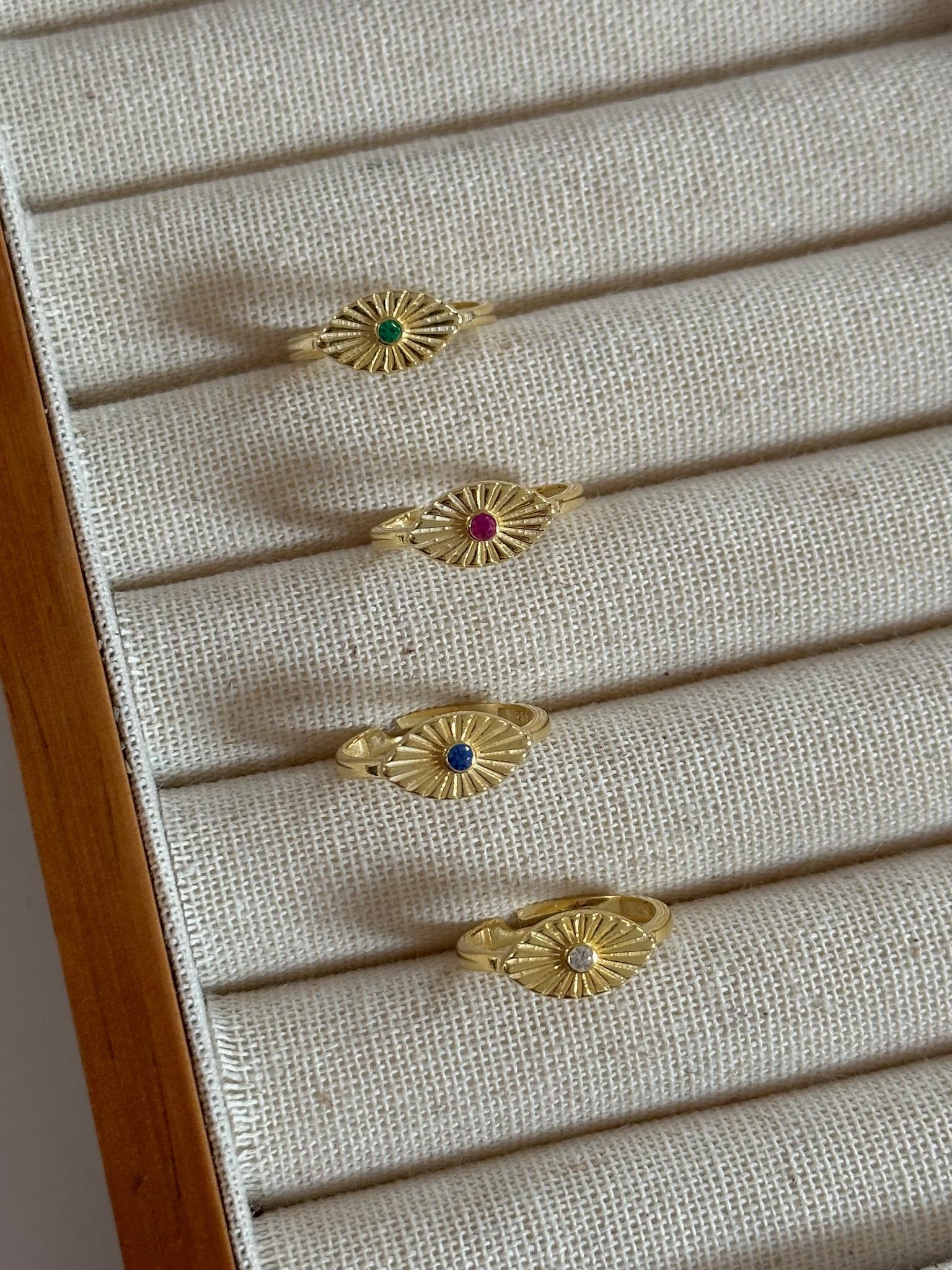 Ayarlanabilir Taşlı Yüzük - 925 Ayar Gümüş