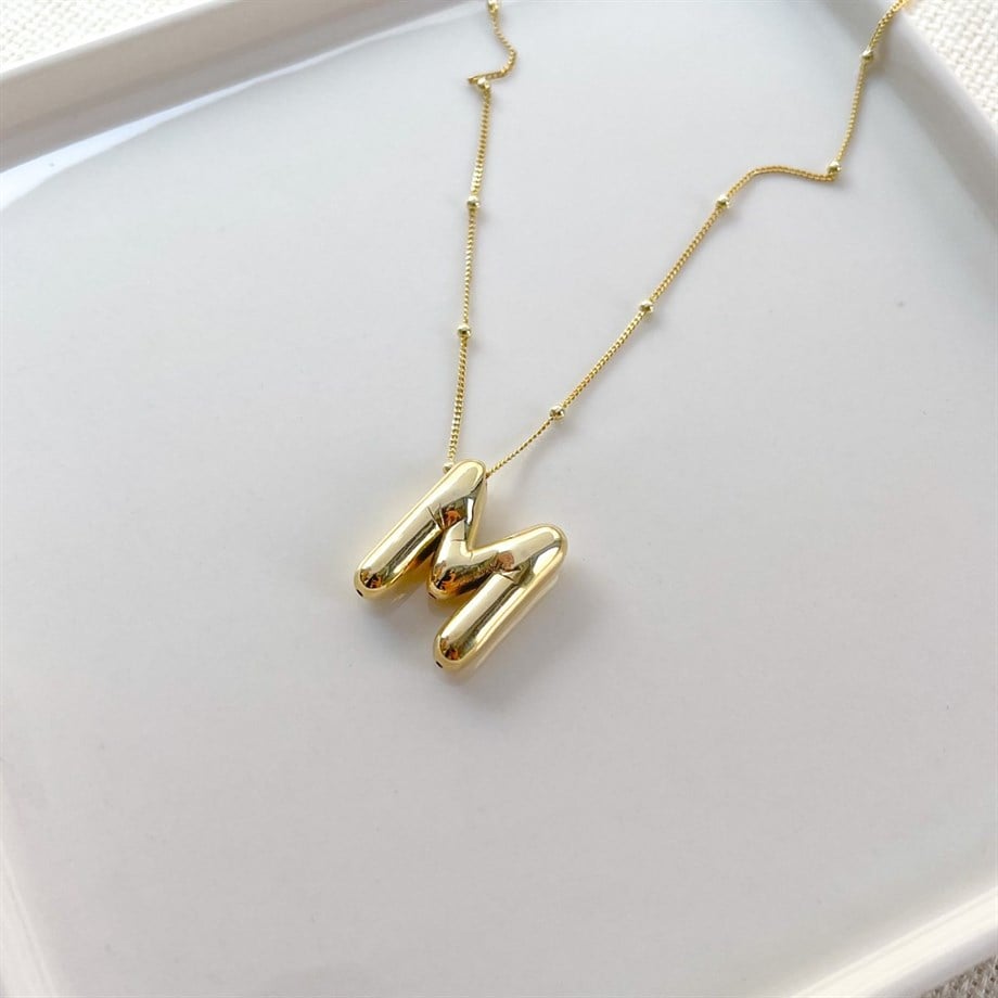 Bombeli Harf Kolye - 925 Ayar Gümüş