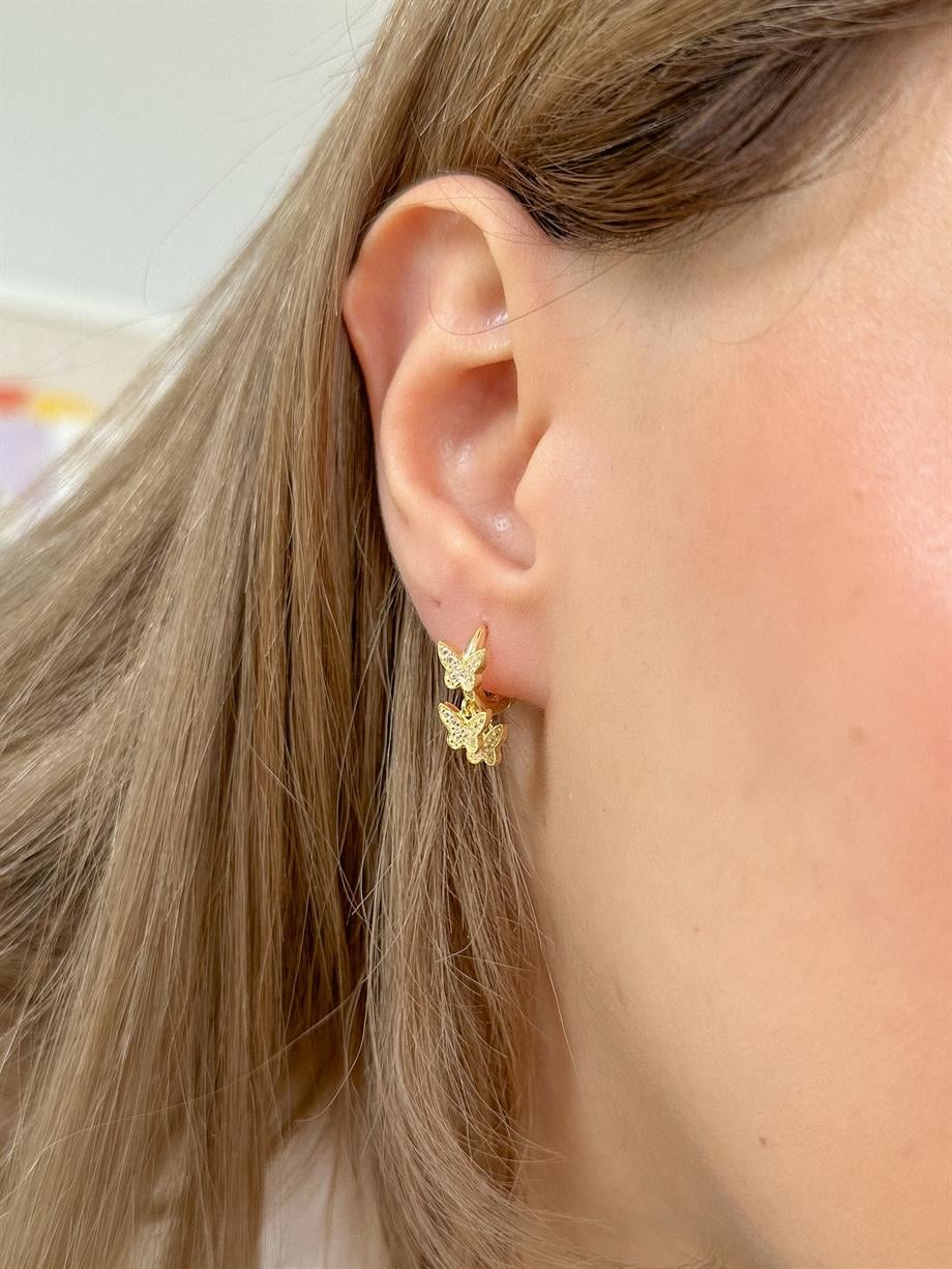 Çoklu Kelebek Küpe - Tek - 925 Ayar Gümüş