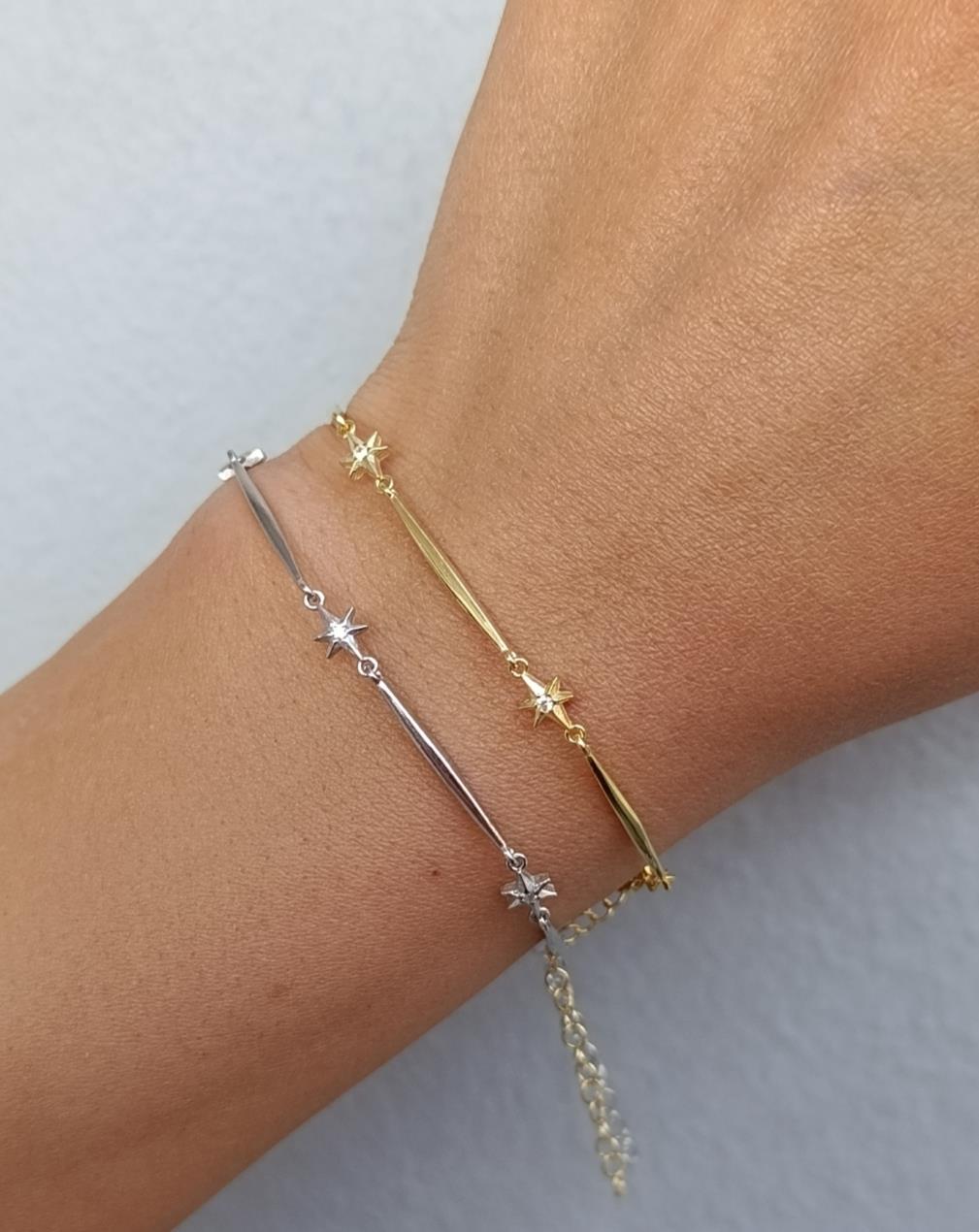 Çoklu Mini Kuzey Yıldızı Bileklik - 925 Ayar Gümüş 
