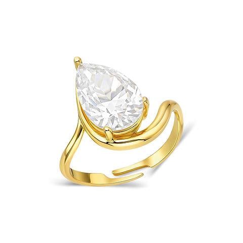 Damla Tek Taş Yüzük - 925 Ayar Gümüş 