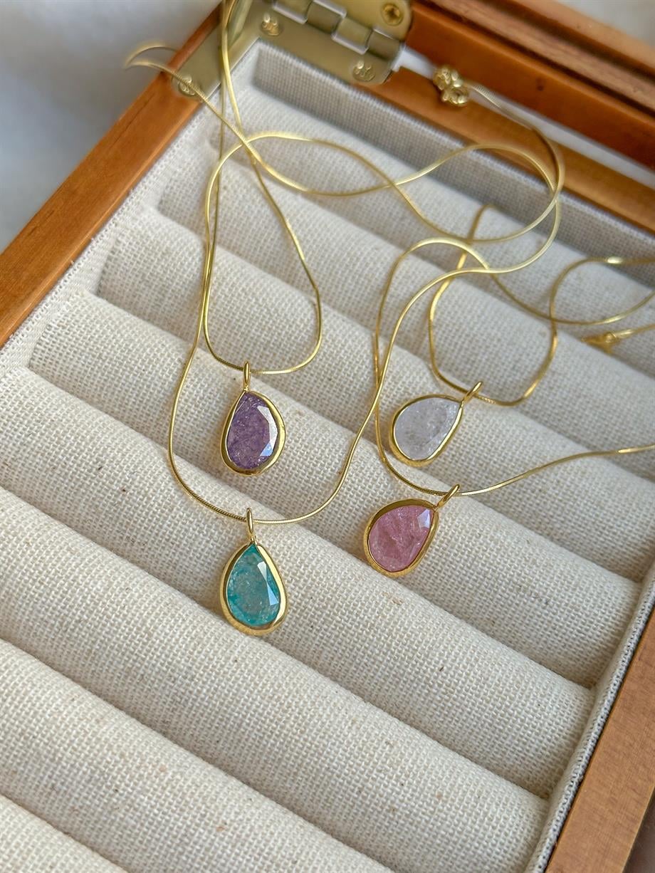 Doğal Taş Kolye - 925 Ayar Gümüş