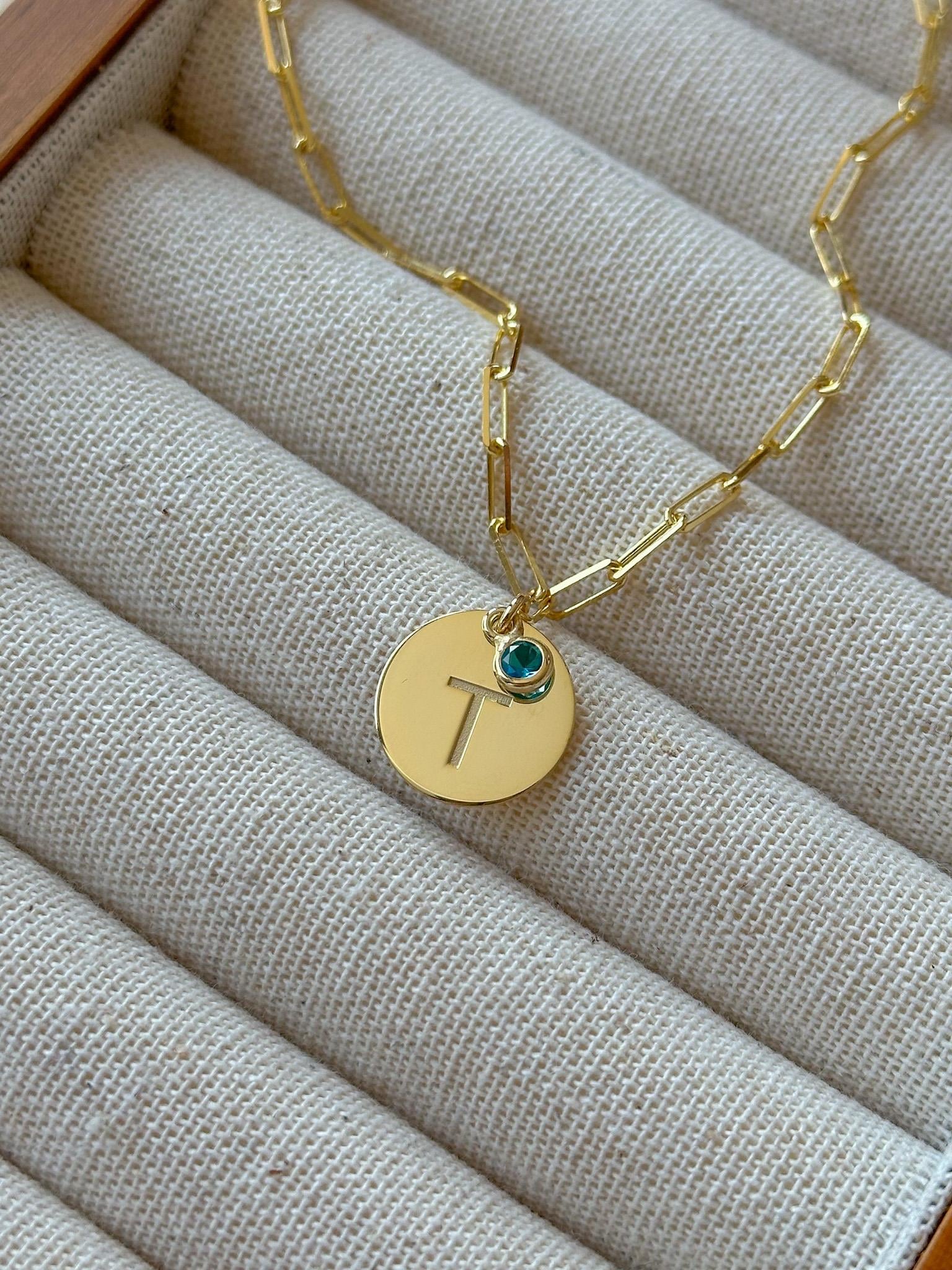 Doğum Taşlı Harf Kolye  - 925 Ayar Gümüş