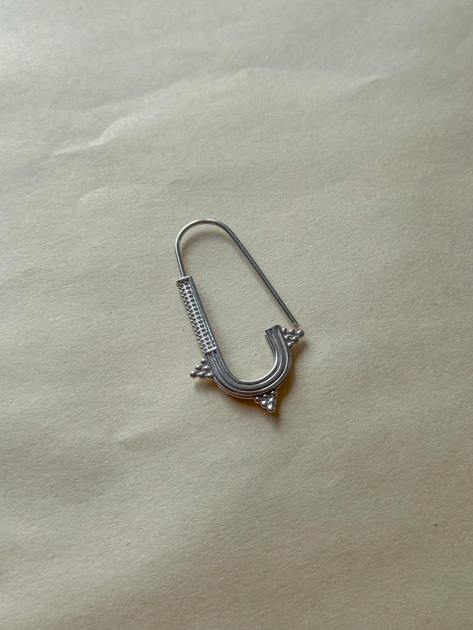 Etnik Çengel Küpw - Tek -  925 Ayar Gümüş