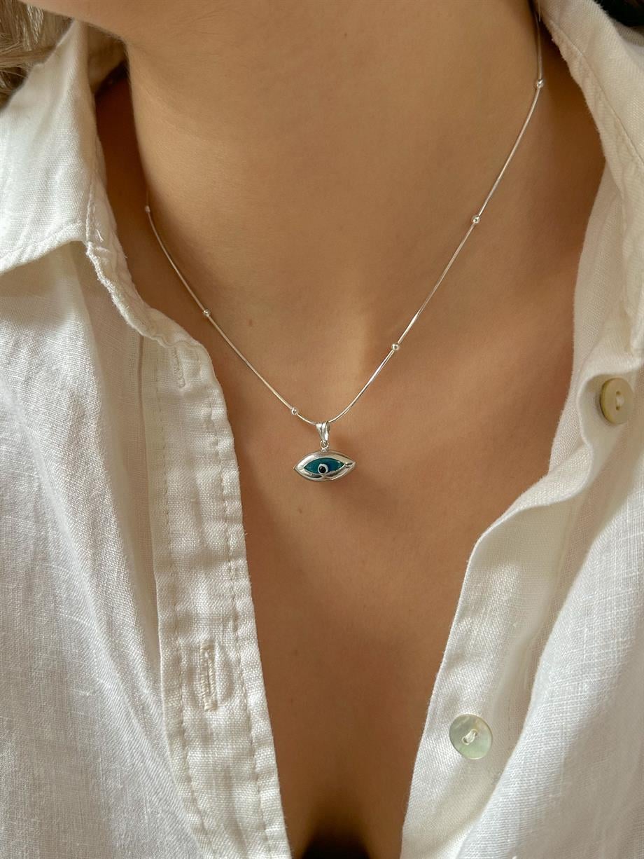Göz Figürlü Kolye - 925 Ayar Gümüş