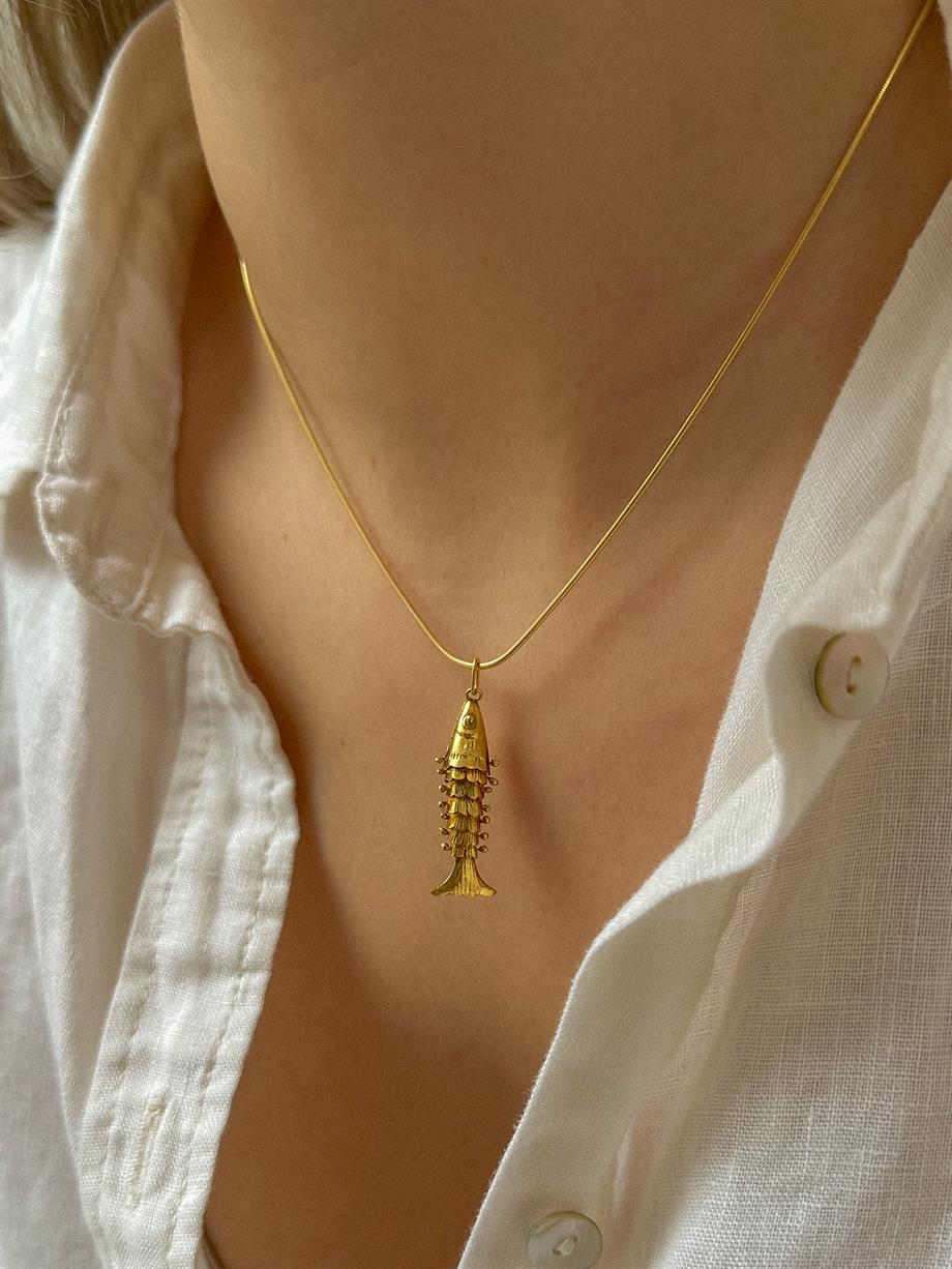 Hareketli Balık Kolye - 925 Ayar Gümüş