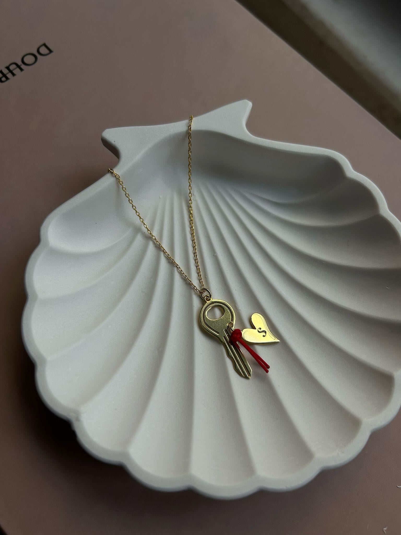 Harfli Kalp Anahtar Kolye- 925 Ayar Gümüş