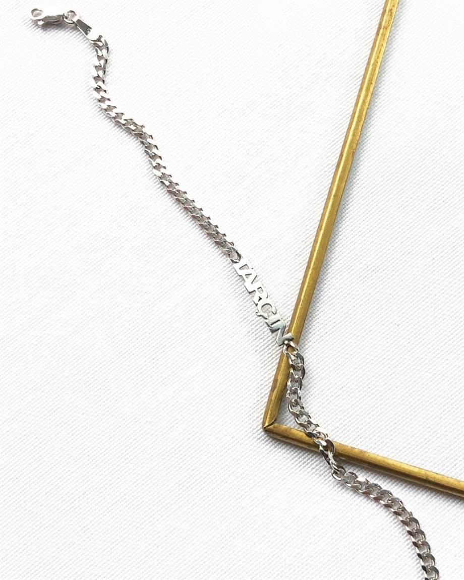 İnce Künye Bileklik - Gold - 925 Ayar Gümüş