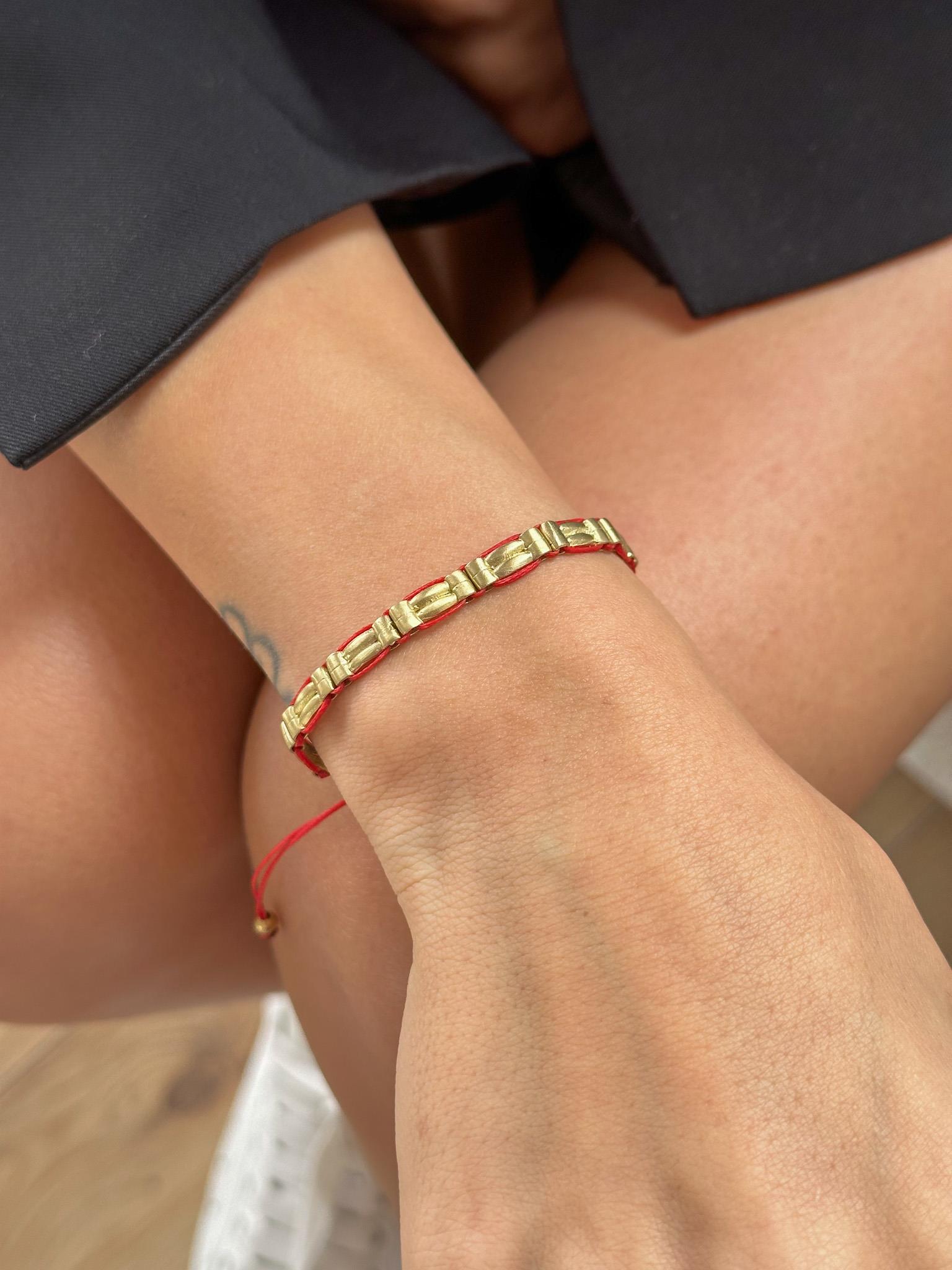 İpli Bronz Plaka Bileklik -  Bronz Materyal