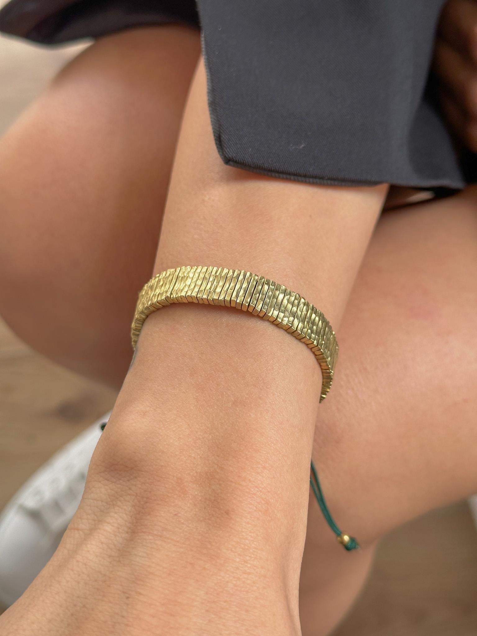 İpli Bronz Plaka Bileklik -  Bronz Materyal