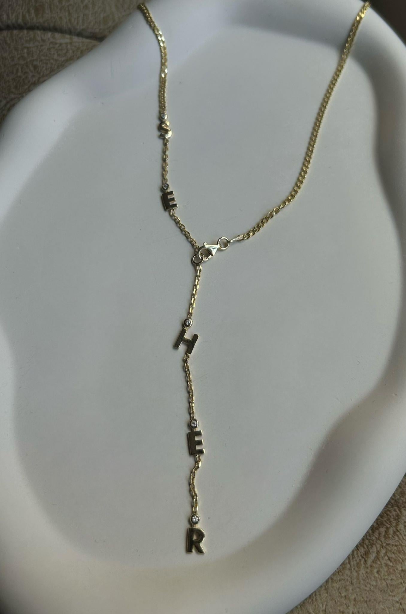 İsimli Dikey Kolye-925 Ayar Gümüş