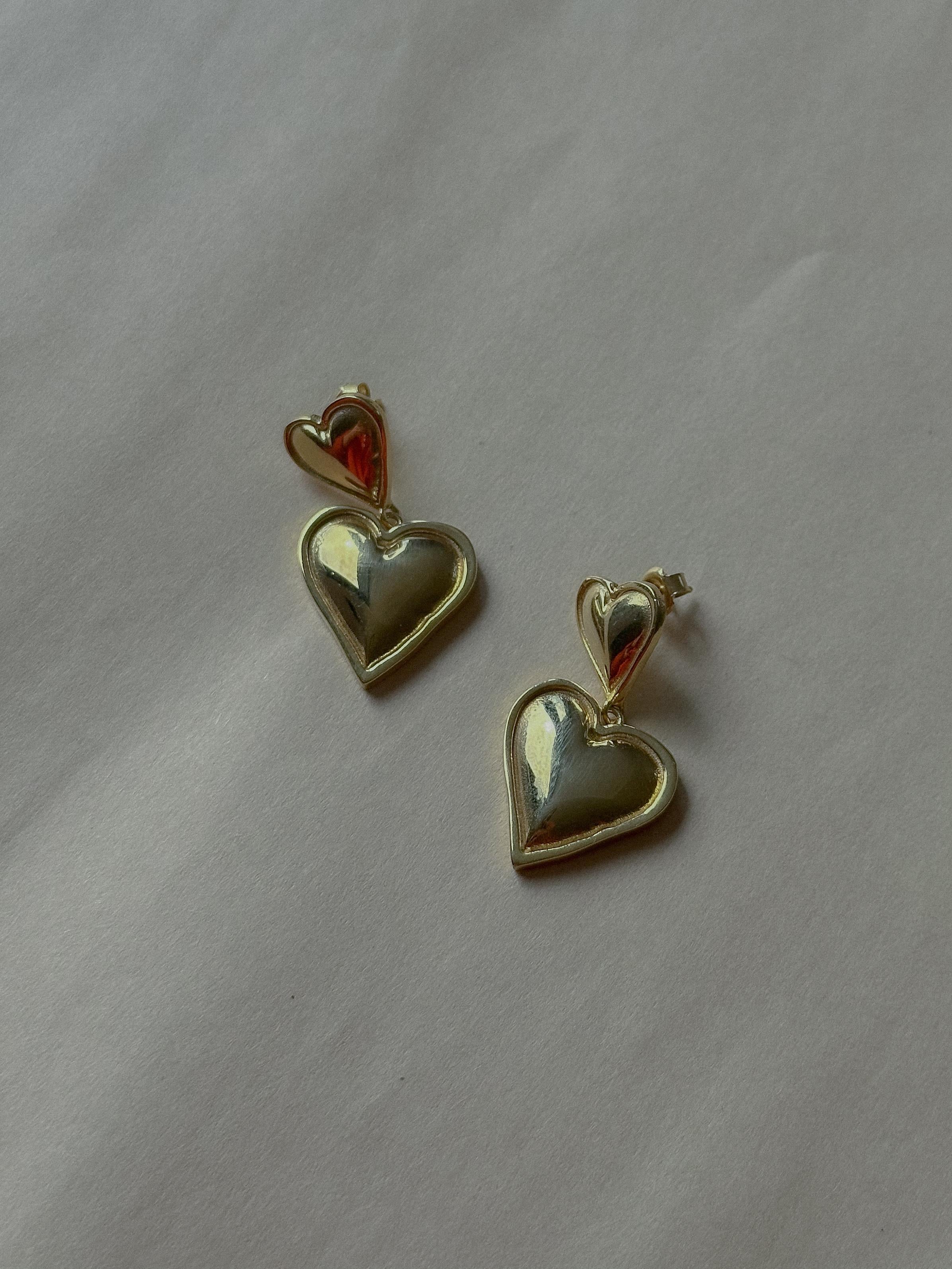 Kalp Figürlü Küpe - Çift -  925 Ayar Gümüş