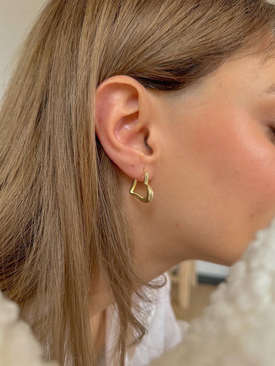 Kalp Halka Küpe - Tek