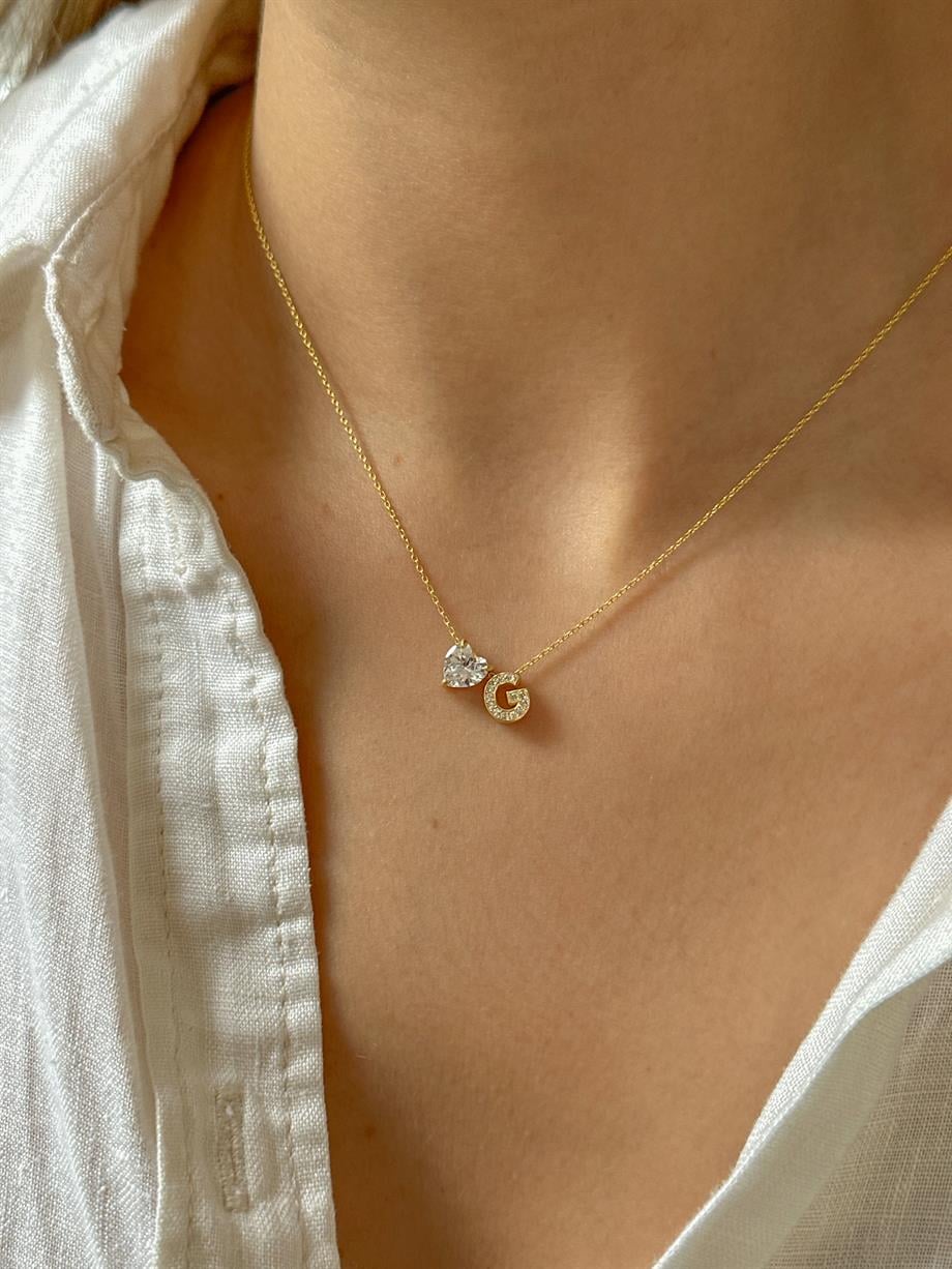 Kalpli Harf Kolye - 925 Ayar Gümüş