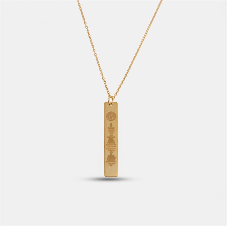 Kişiye Özel Spotify Kolye - Gold - 925 Ayar Gümüş