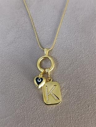 Kişiye Özel Taşlı Plaka Harfli Charm Kolye - 925 Ayar Gümüş
