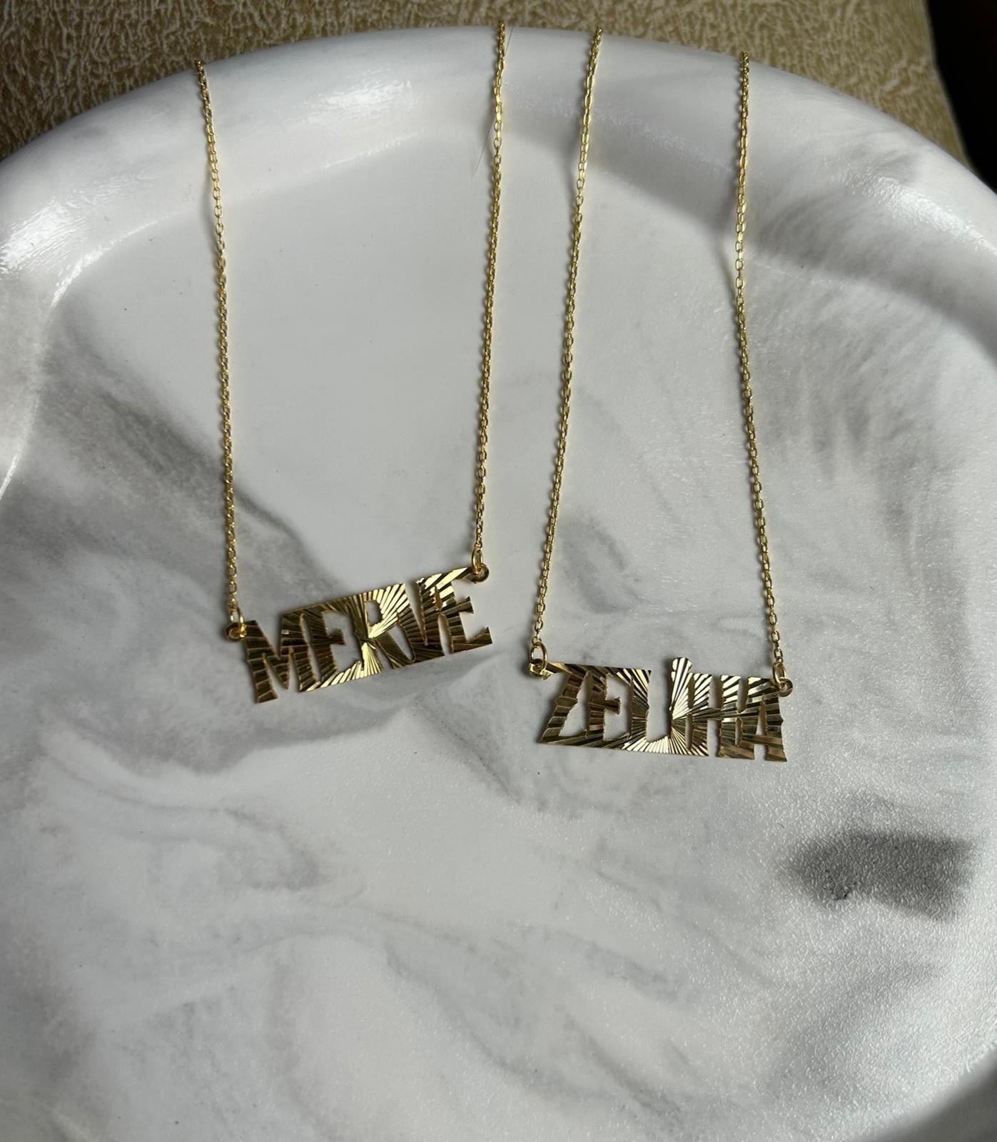 Kişiye Özel Trend İsimli Parlak Kolye-925 Ayar Gümüş