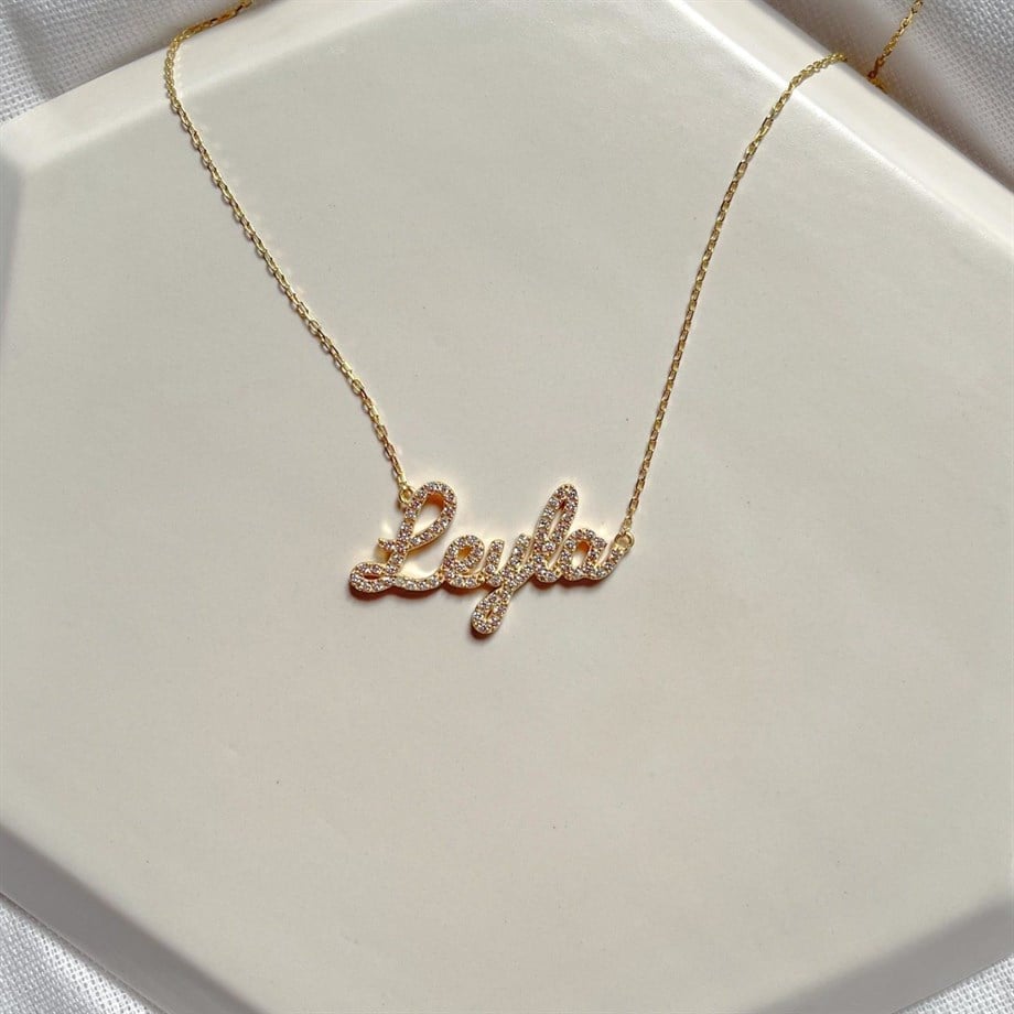 Kişiye Özel Zircon Taşlı İsim Kolye - 925 Ayar Gümüş