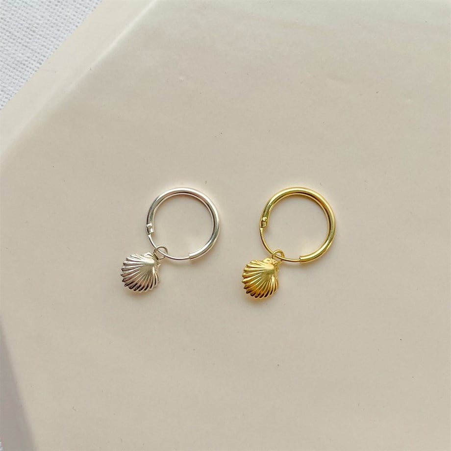 Minimal Deniz Kabuğu Küpe  - Tek - 925 Ayar Gümüş