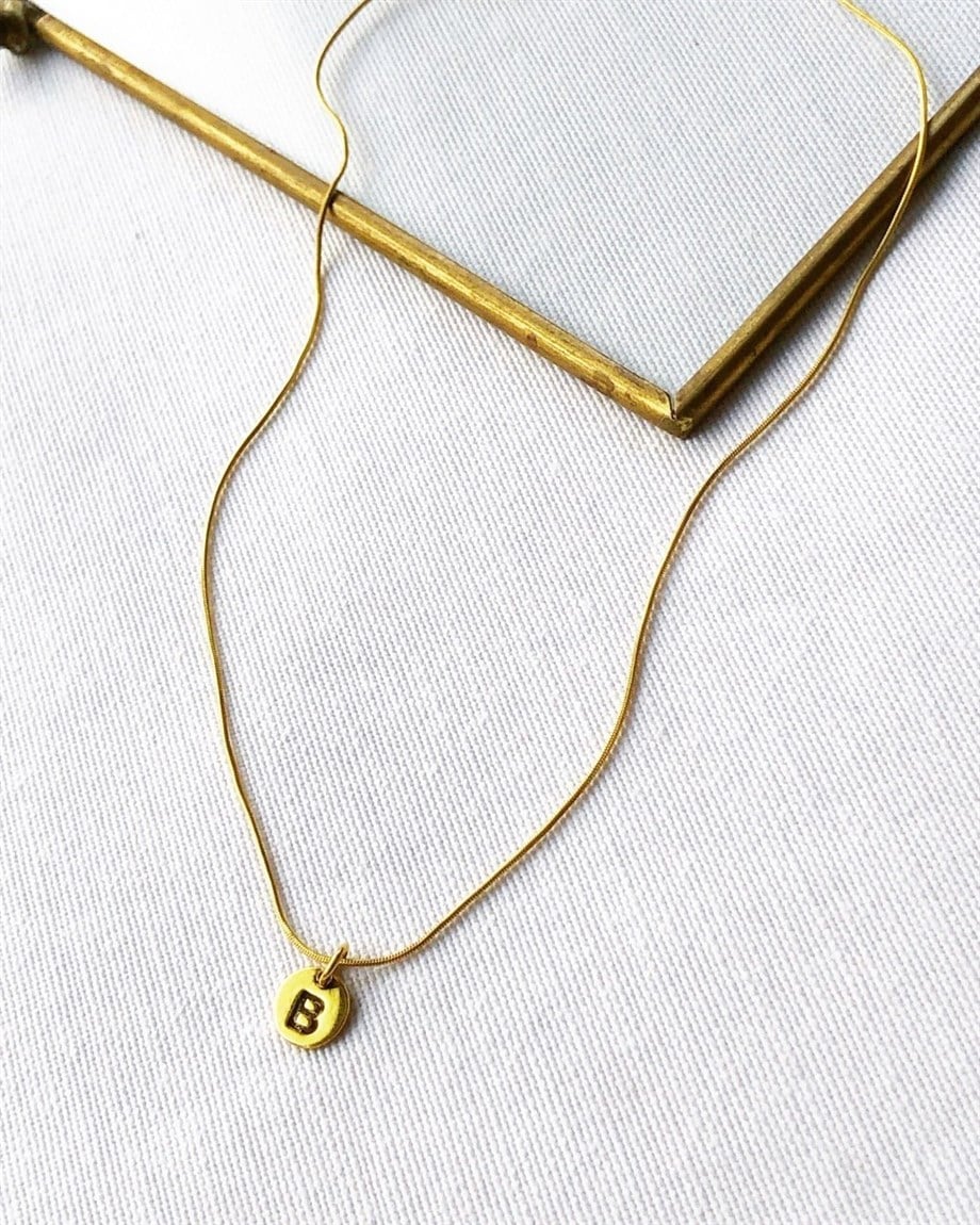 Minimal Harf Kolye - Gold - 925 Ayar Gümüş