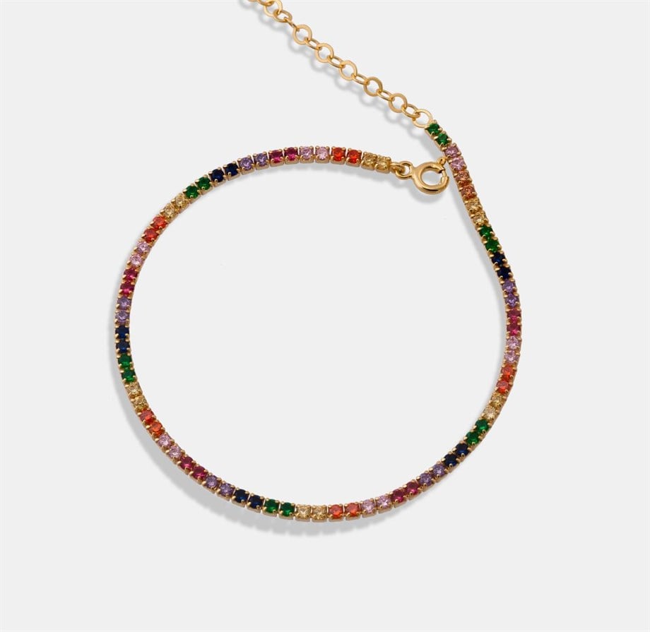 Renkli Su Yolu Bileklik - 925 Ayar Gümüş