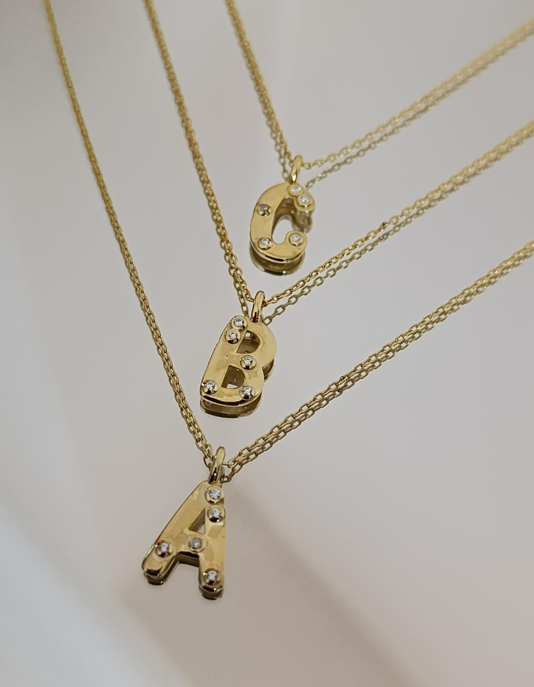 Taş Detaylı Harf Kolye - 925 Ayar Gümüş