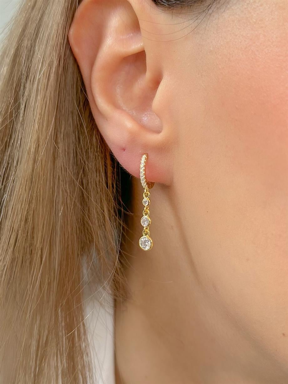 Taşlı Küpe - Tek - 925 Ayar Gümüş