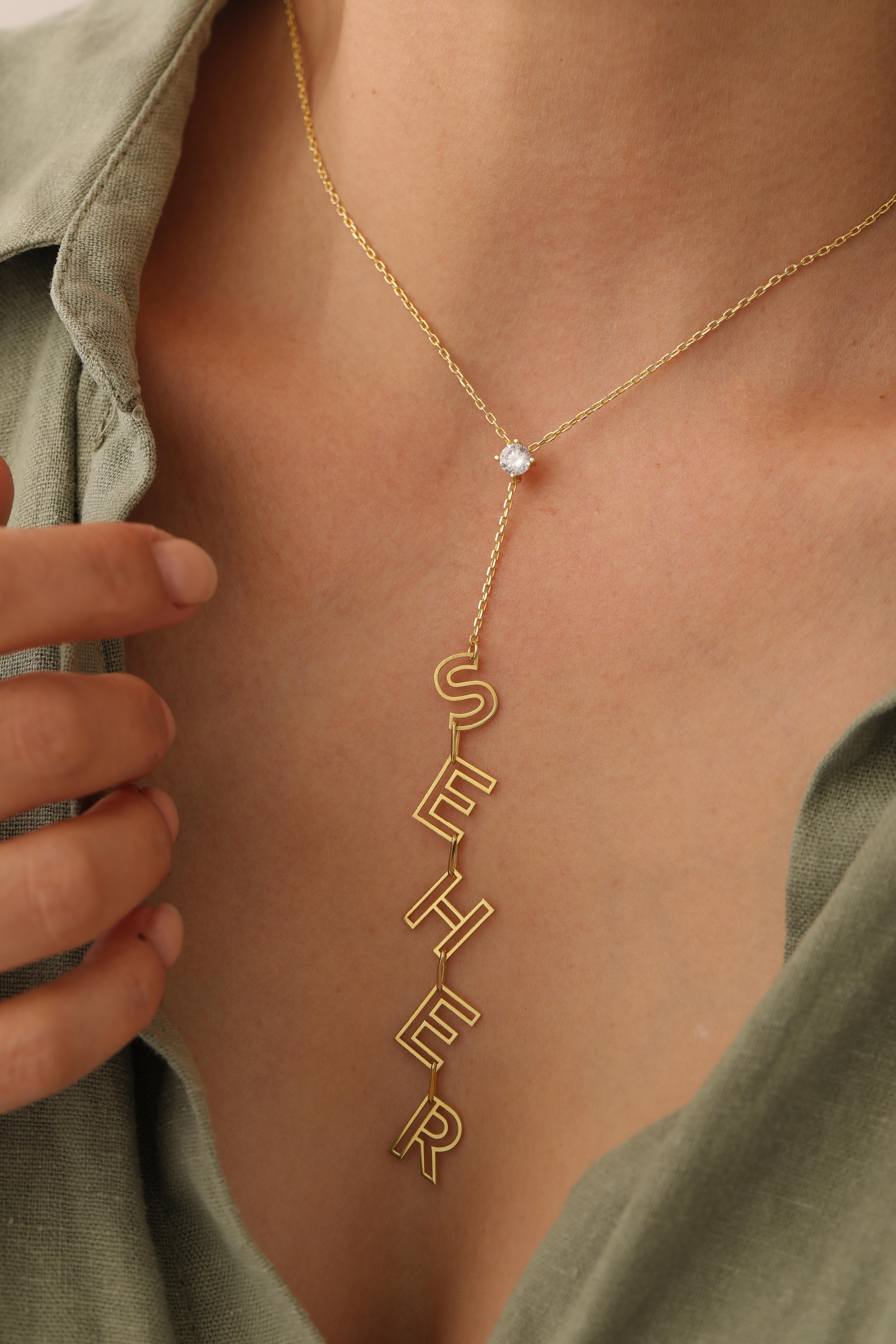 Tektaş Detaylı İçi Boş Harfli Y İsim Kolye - 925 Ayar Gümüş 