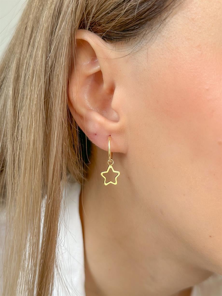 Yıldız Küpe - Tek - 925 Ayar Gümüş