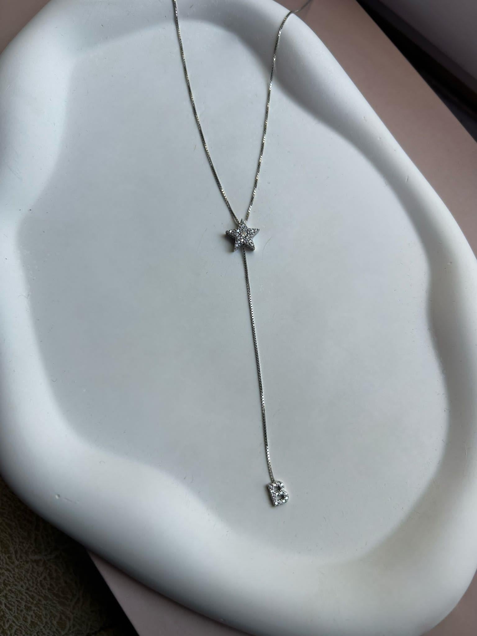 Yıldızlı Harf Kolye-925 Ayar Gümüş