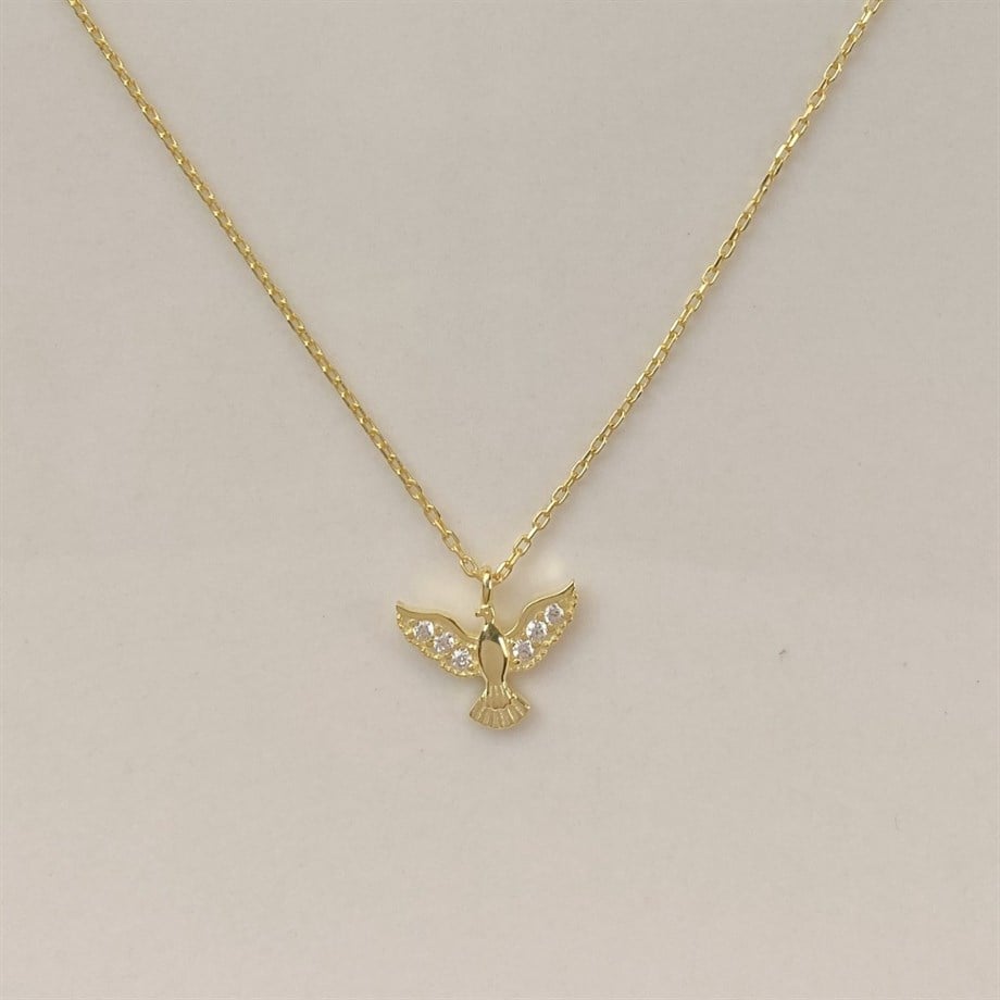 Zircon Taşlı Anka Kuşu Kolye - 925 Ayar Gümüş