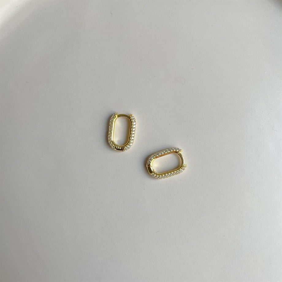 Zircon Taşlı Küpe (15 mm)  - Çift - 925 Ayar Gümüş