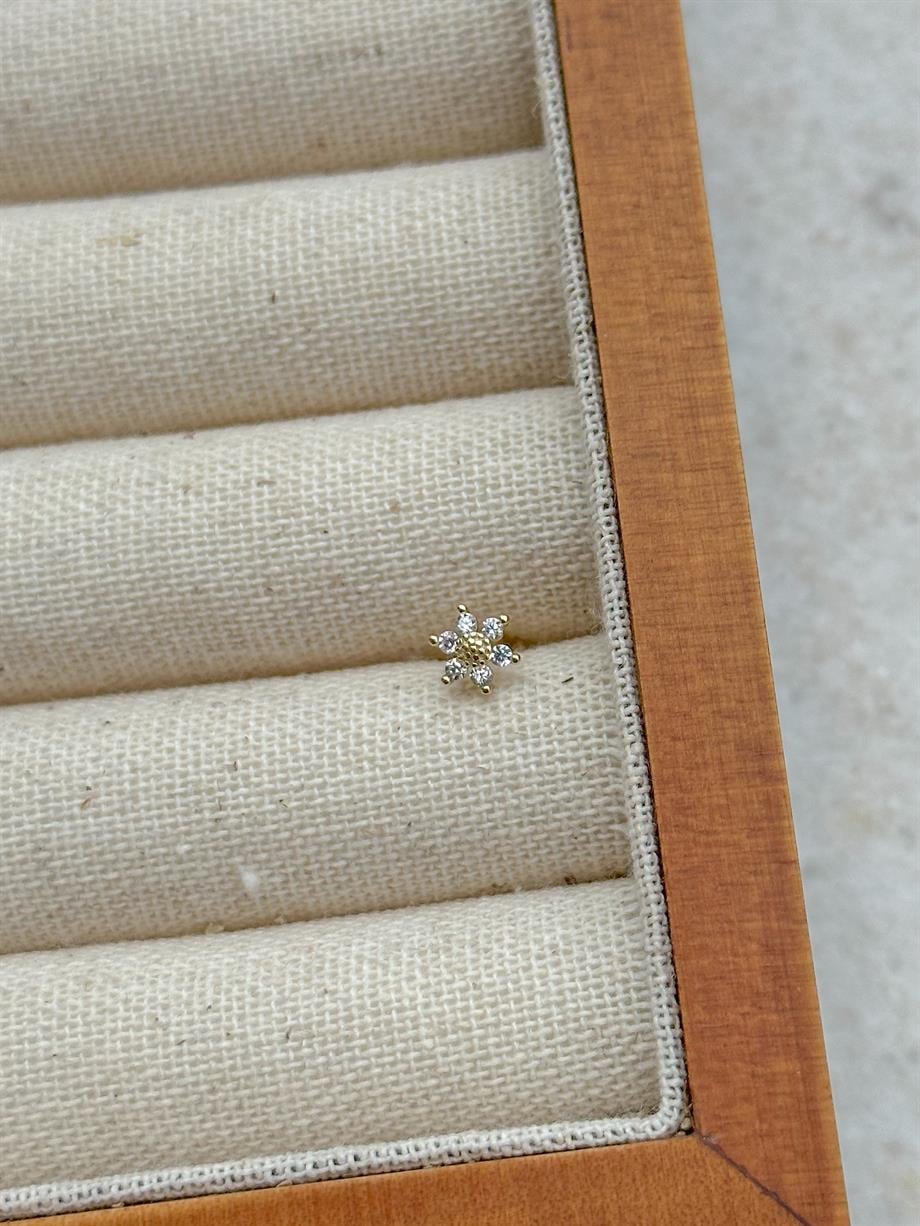 Zircon Taşlı Piercing - 925 Ayar Gümüş