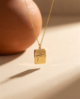 Fotoğraflı Yıldız Madalyon Kolye-925 Ayar Gümüş 