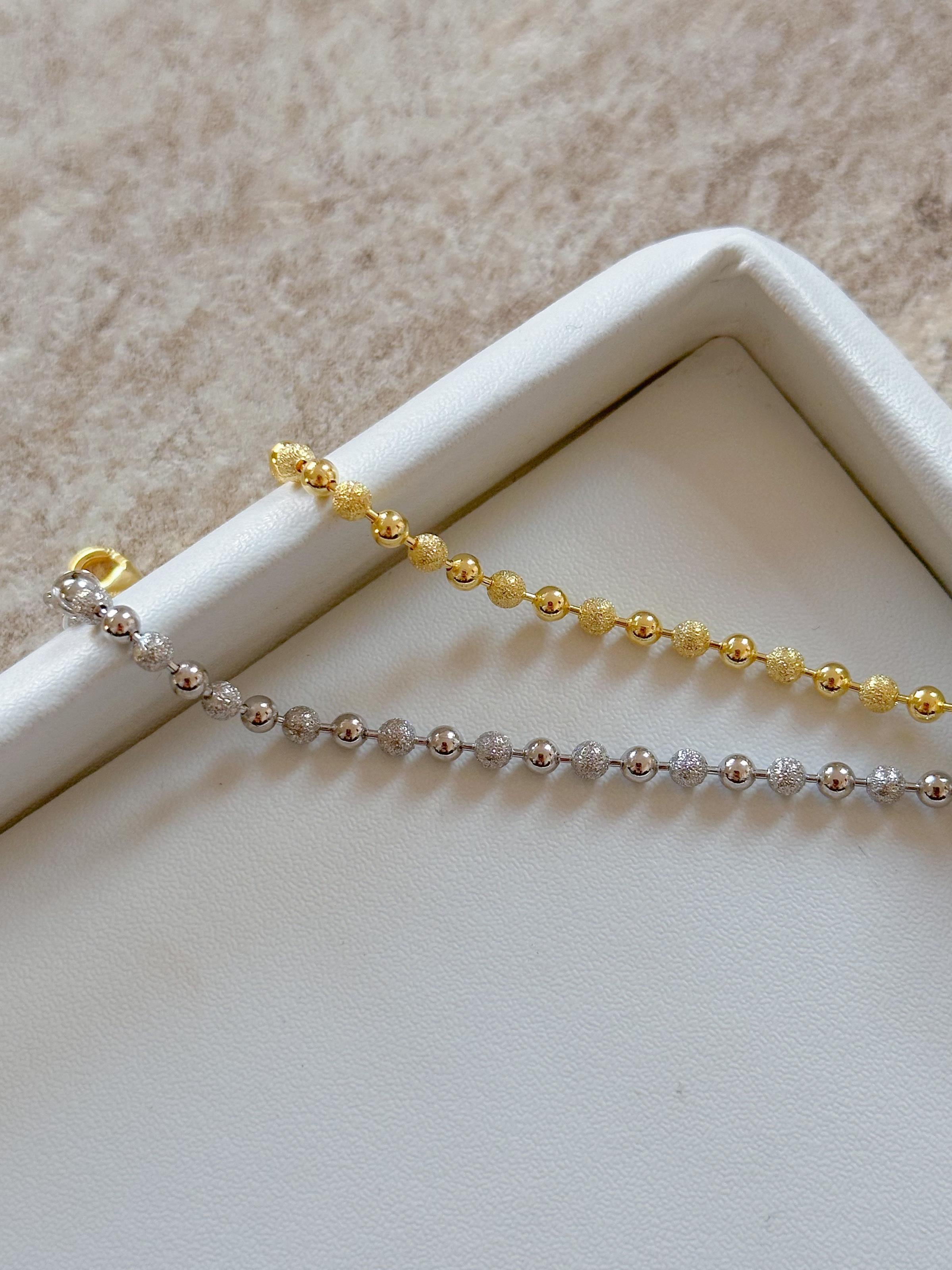 Desenli Top Zincirli Bileklik -  925 Ayar Gümüş