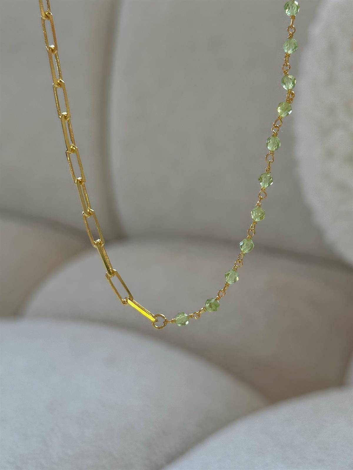 Doğal Taş & Zincir Kolye - 925 Ayar Gümüş